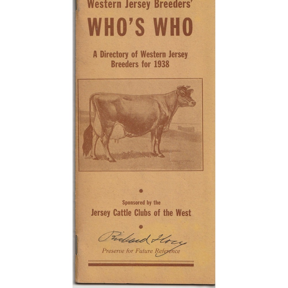 1938 Western Jersey Breeders Who's Who Directory Cattle Clubs of the West Book - Picture 1 of 3